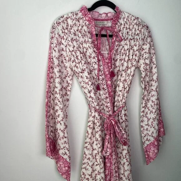 NOT FOR SALE D'Ascoli Maxi Dress Serenity Kaftan Style Fuschia Floral Sz Sm - Picture 5 of 11